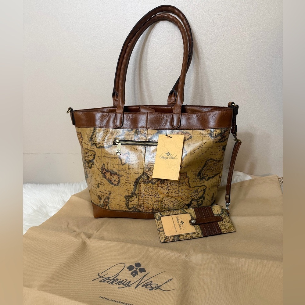 Patricia Nash Tan and Brown Map Print Tote